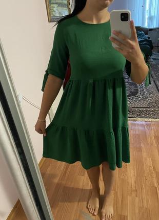 Зеленое платье жатка3 фото