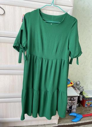 Зеленое платье жатка6 фото