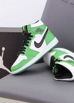 Мужские кроссовки nike air jordan 1 high green white black 40-41-42-43-44-45