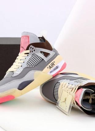 Женские кроссовки nike air jordan 4 retro grey pink 36-37-38-404 фото