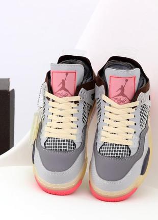 Женские кроссовки nike air jordan 4 retro grey pink 36-37-38-408 фото