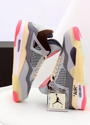 Женские кроссовки nike air jordan 4 retro grey pink 36-37-38-40