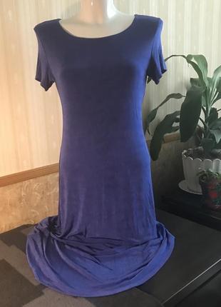 Платье футболочного типа цвет электрик, замеры на фото