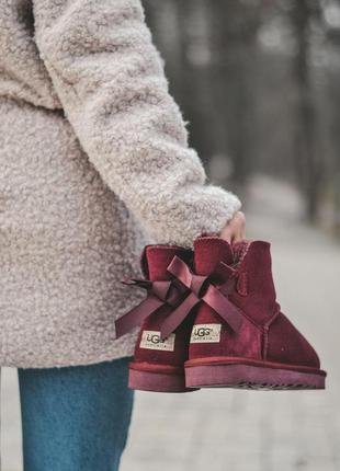 Ugg зимние женские сапоги с мехом в бордовом цвете /осень/зима/весна😍2 фото