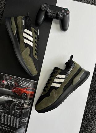 Мужские кроссовки adidas retropy black green адидас ретропы черненное с зеленью