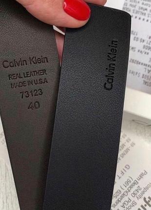 Мужской ремень calvin klein черный / коричневый с 2 пряжками2 фото