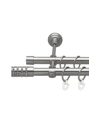 Карниз для штор orvit барамела металевий дворядний гладка труба кільце металеве сталь 19\19 мм 160 см1 фото