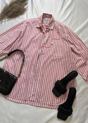 Сорочка в стилі барбі , сорочка полосата, смугаста рожева сорочка унісекс6 фото