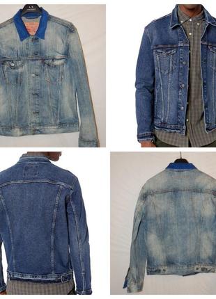 Джинсовая куртка levis the trucker jacket с вельветовым воротом7 фото