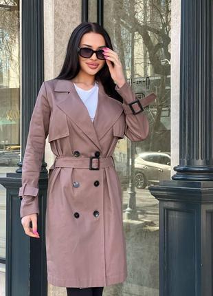 Лёгкий плащ тренч весенний осенний пальто кардиган на пуговицах с поясом отложной воротник с лацканами чёрный голубой коричневый кемел синий