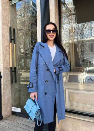 Лёгкий плащ тренч весенний осенний пальто кардиган на пуговицах с поясом отложной воротник с лацканами чёрный голубой коричневый кемел синий