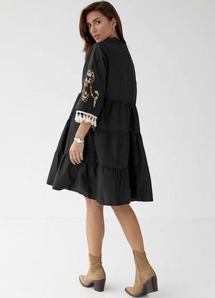 ❤️ шикарное женское вышиванное платье вышиванка черное женское черное черное платье платье3 фото
