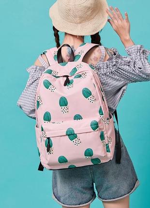 Женский детский школьный подростковый большой рюкзак кактус4 фото