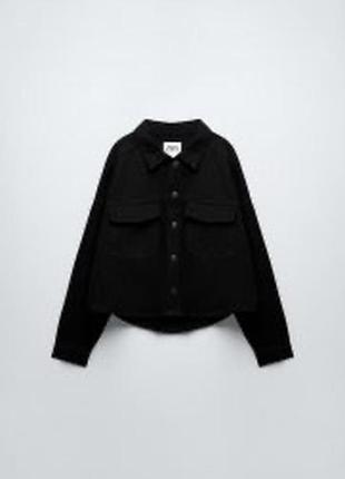 Джинсовая черная куртка оверсайз zara3 фото