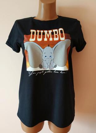 Футболка бавовняна dumbo мультяшна футболка dumbo чорна зі слоником