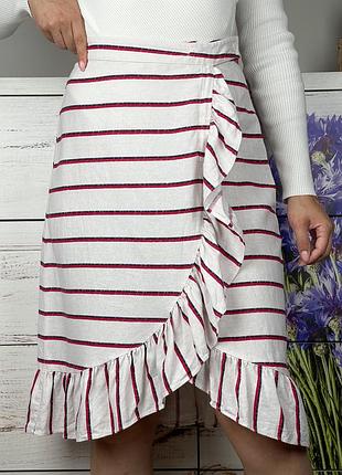 Літня спідниця міді в смужку льон + віскоза 1+1=3