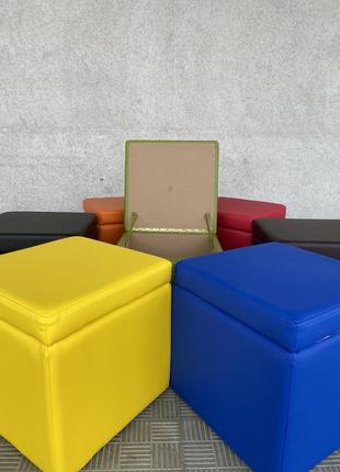 Квадратний м'який пуф "куб з нішою" 40x40x42 см кольору в асортименті3 фото