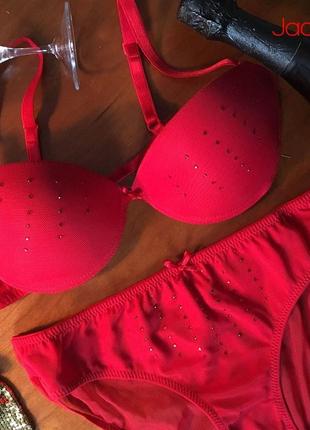 Комплект спідньої білизни jadea 4696 rosso push up + brasiliano