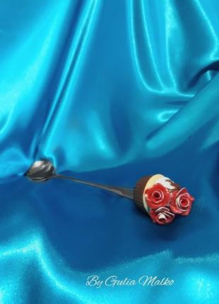 Ложка з декором з полімерної глини