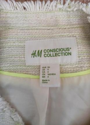 Світло-зелений жіночий теплий світлий діловий класичний піджак h&m conscious collection, жакет.3 фото