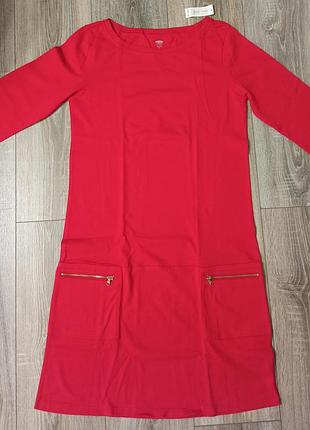 Платье красное хлопковое old navy, рукав 3/4