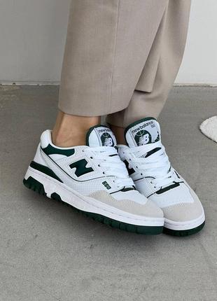 Женские кроссовки new balance 550 white green grey