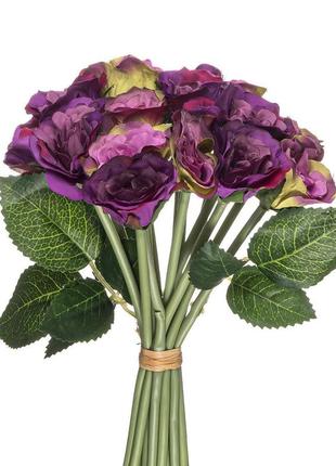 Штучна троянда садова букет, 15 голів, фіолетовий