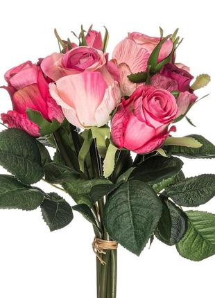 Штучна троянда єден букет, 9 гілок, рожевий