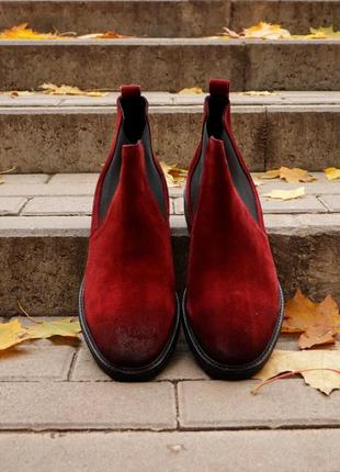 Красные ботинки челси из замши 40, 42 размер2 фото