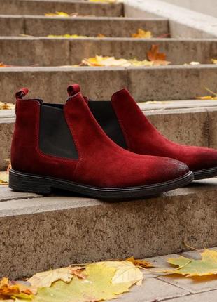 Красные ботинки челси из замши 40, 42 размер6 фото
