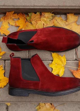 Красные ботинки челси из замши 40, 42 размер4 фото