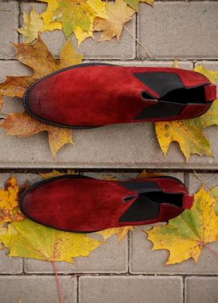 Красные ботинки челси из замши 40, 42 размер5 фото