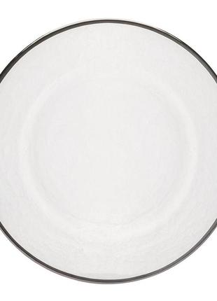 Тарілка підставна  срібний кант, скло