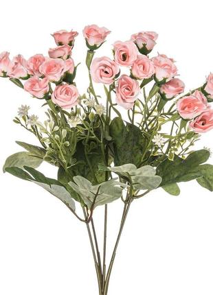 Штучна троянда міні букет з гіпсофілом, світло-рожевий