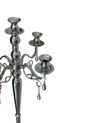 Підсвічник канделябр срібло, великий, на 5 свічок, метал2 фото