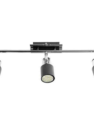 Світильник настінно-стельовий спот поворотний накладний htl-178/3 gu10 ch+bk