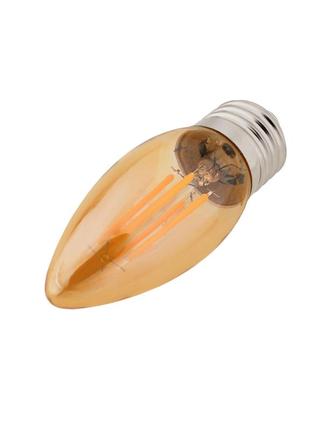 Лампа led e27 6w ww c35 cog (мат.золото)