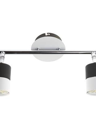 Світильник настінно-стельовий спот поворотний накладний htl-183/2 gu10 bk+wh