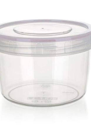 Пласт. контейнер пищевой круглый lara 500 мл с розовым силиконовым уплотнением1 фото
