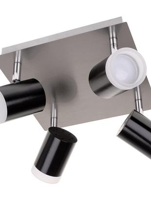 Світильник стельовий спот поворотний led світлодіодний накладний htl-206/4 gu10 for sn+bk