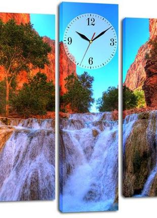 Настінний годинник-картина на полотні декор карпати 80x120 см (chf54)1 фото