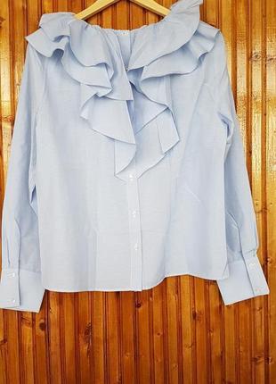 Оригинальная блуза h&amp;m с воланами и пуговицами на спинке, в мелкую полоску.5 фото
