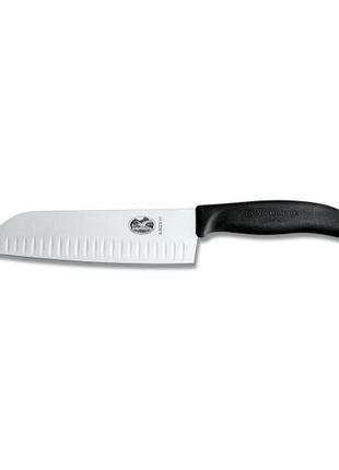 Кухонний ніж victorinox swissclassic santoku з повітряними кишенями 170 мм у блістері чорний (6.8523.17b)