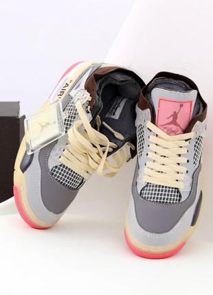 Женские кроссовки nike air jordan 4 retro grey pink 37-385 фото