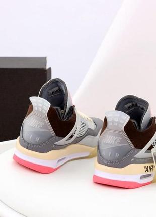 Женские кроссовки nike air jordan 4 retro grey pink 37-384 фото