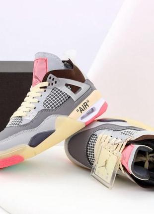 Женские кроссовки nike air jordan 4 retro grey pink 37-383 фото