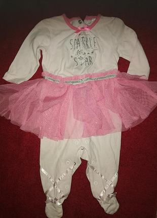 Костюм, человечек с юбкой 0-6 мес