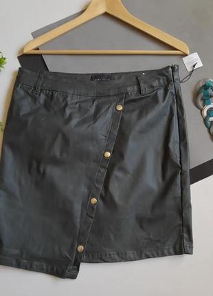 Mohito темно- зеленая юбка кожзам эластичная сток р 421 фото