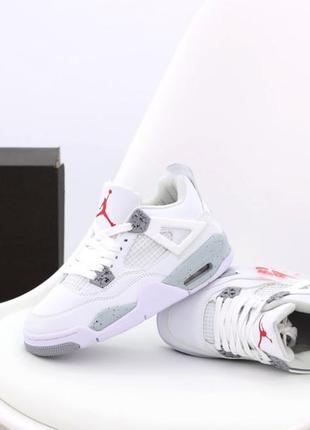 Мужские кроссовки nike air jordan 4 retro white grey 41-43-44-45