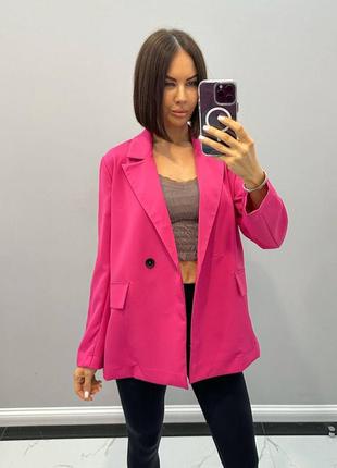 Пиджак в стиле оверсайз черный, розовый, электрик3 фото